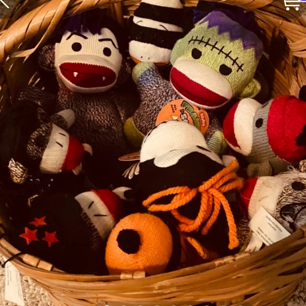 Lot of Halloween sock monkeys